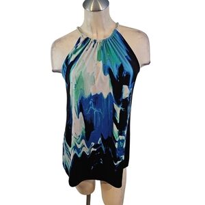 3/$25 Alfani Size M Black Blue and Green Women's Halter Top